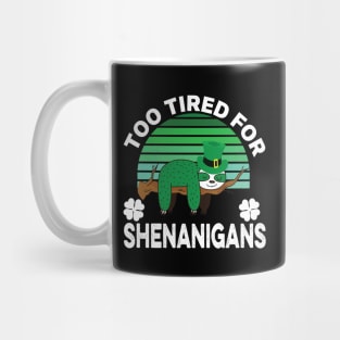 Funny Tired Sloth St Patricks Day Shamrock Green Mug